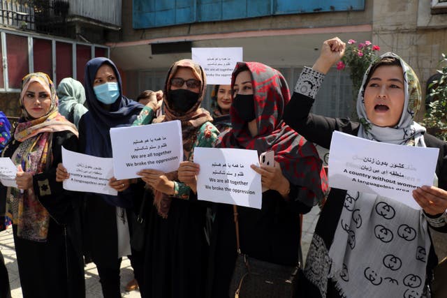 <p>Women in Kabul have been protesting for two days to demand that the Taliban respects their rights </p>