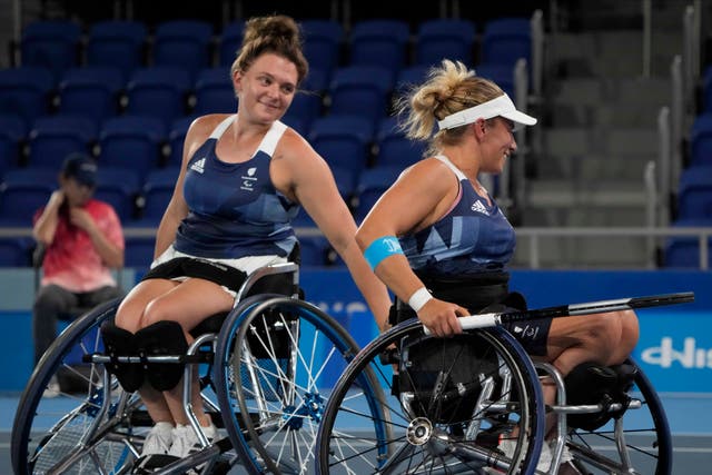 <p>Wheelchair tennis pair Jordanne Whiley, left, and Lucy Shuker won silver</p>