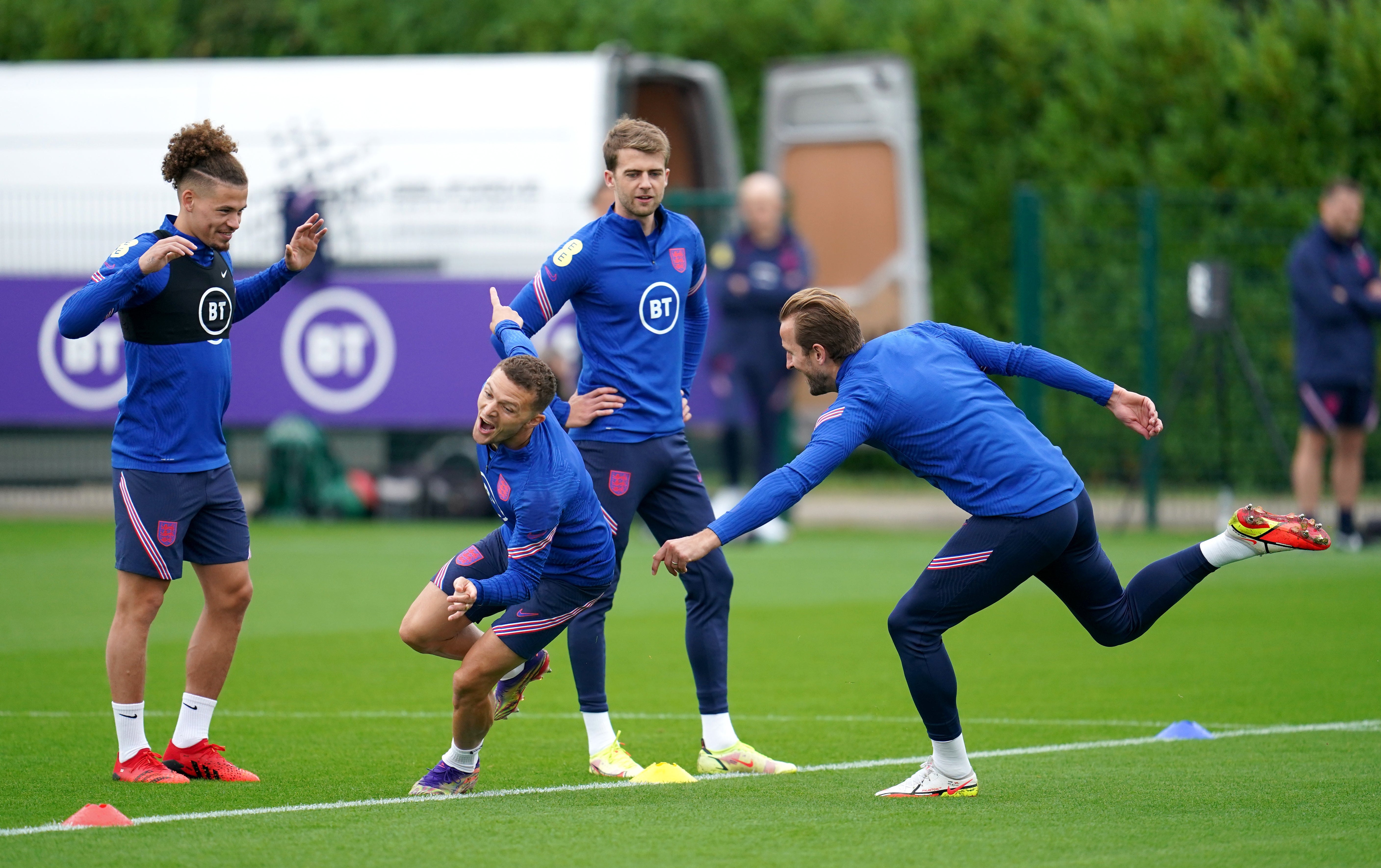England captain Harry Kane tries to catch Kieran Trippier during an England training session (Nick Potts/PA)