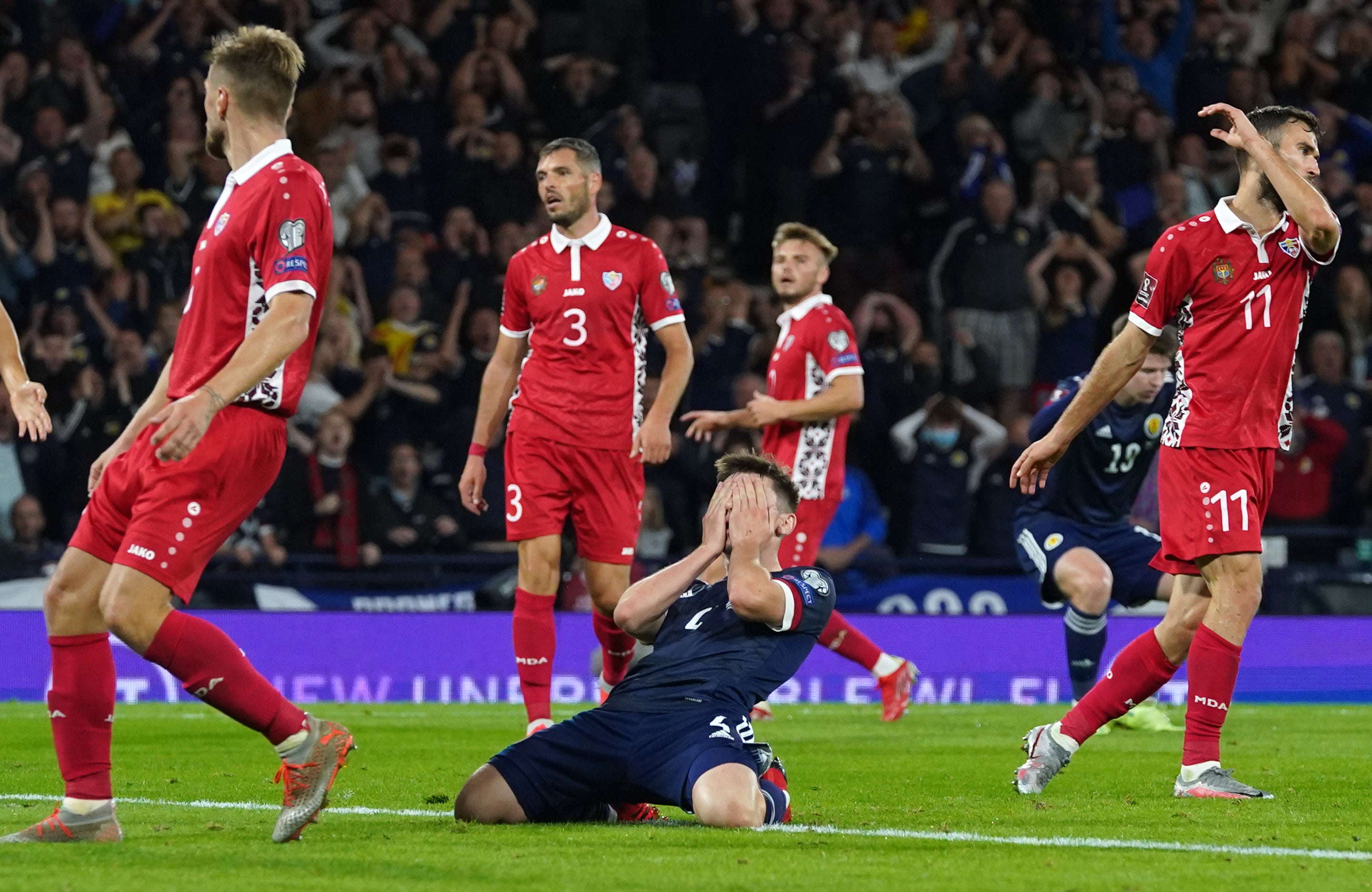 Billy Gilmour missed one of several good chances for Scotland (Andrew Milligan/PA)