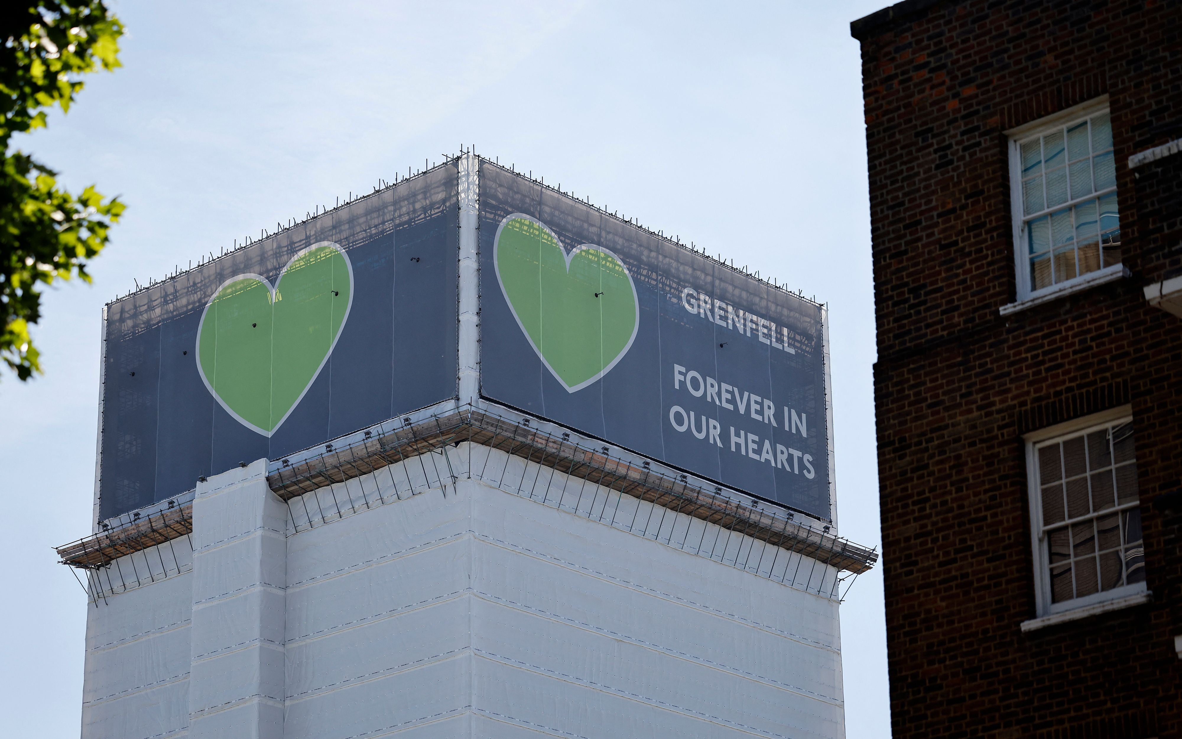 Grenfell Tower pictured in June 2021, four years after a fire in the residential tower block killed 72 people