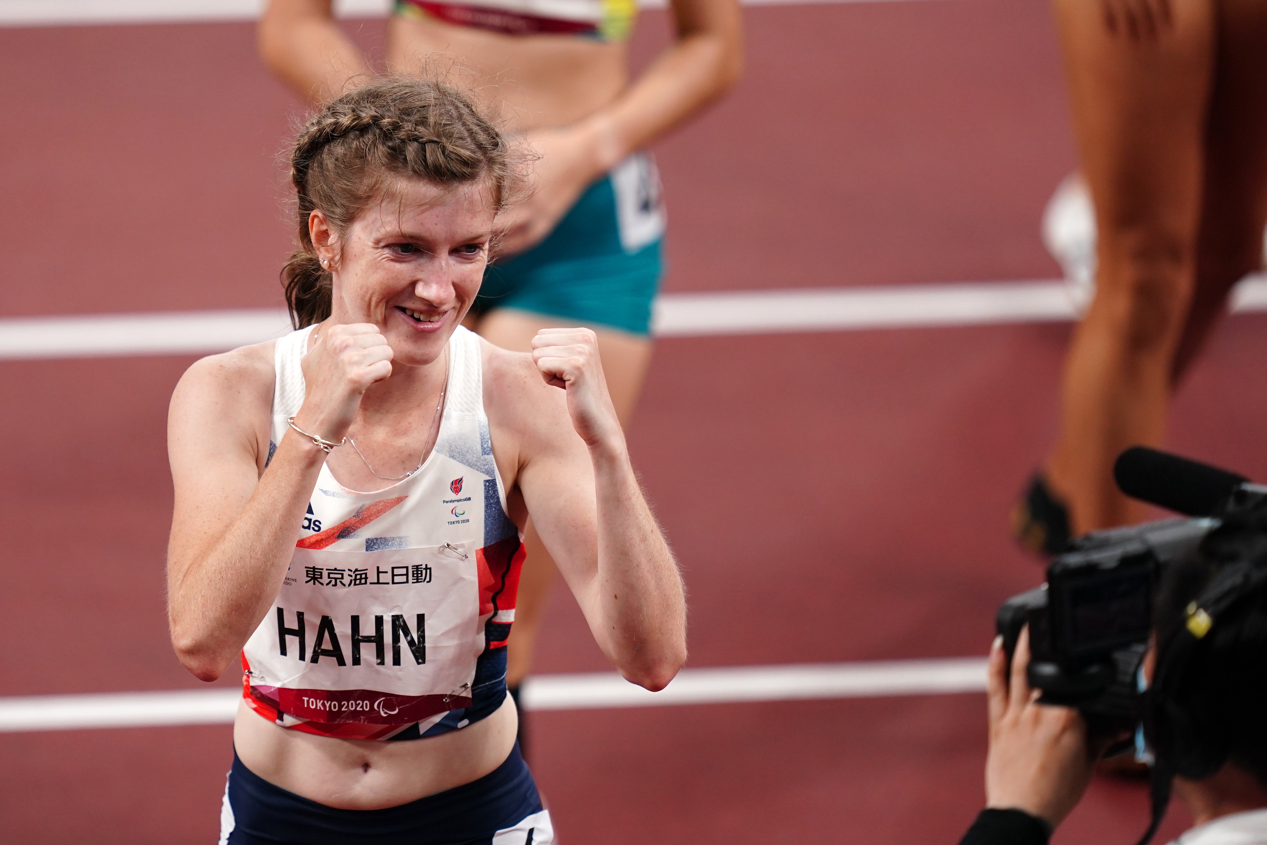 Great Britain’s Sophie Hahn celebrates winning gold in the women’s 100m – T38 (John Walton/PA)