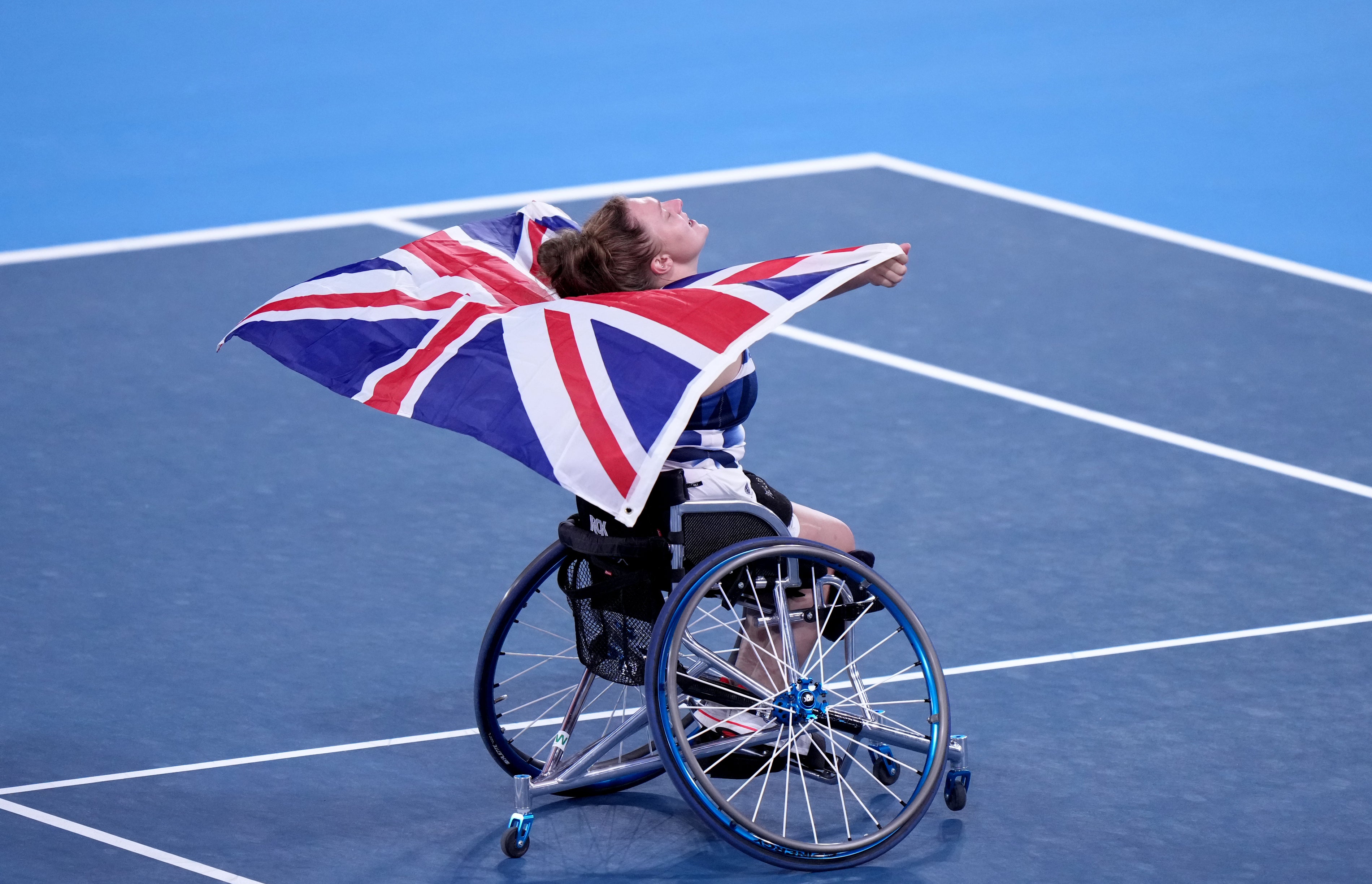 Jordanne Whiley celebrates after winning the women’s singles bronze medal match (Tim Goode/PA)