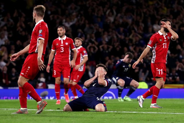 <p>Billy Gilmour missed one of several chances for Scotland on a frustrating night at Hampden  </p>