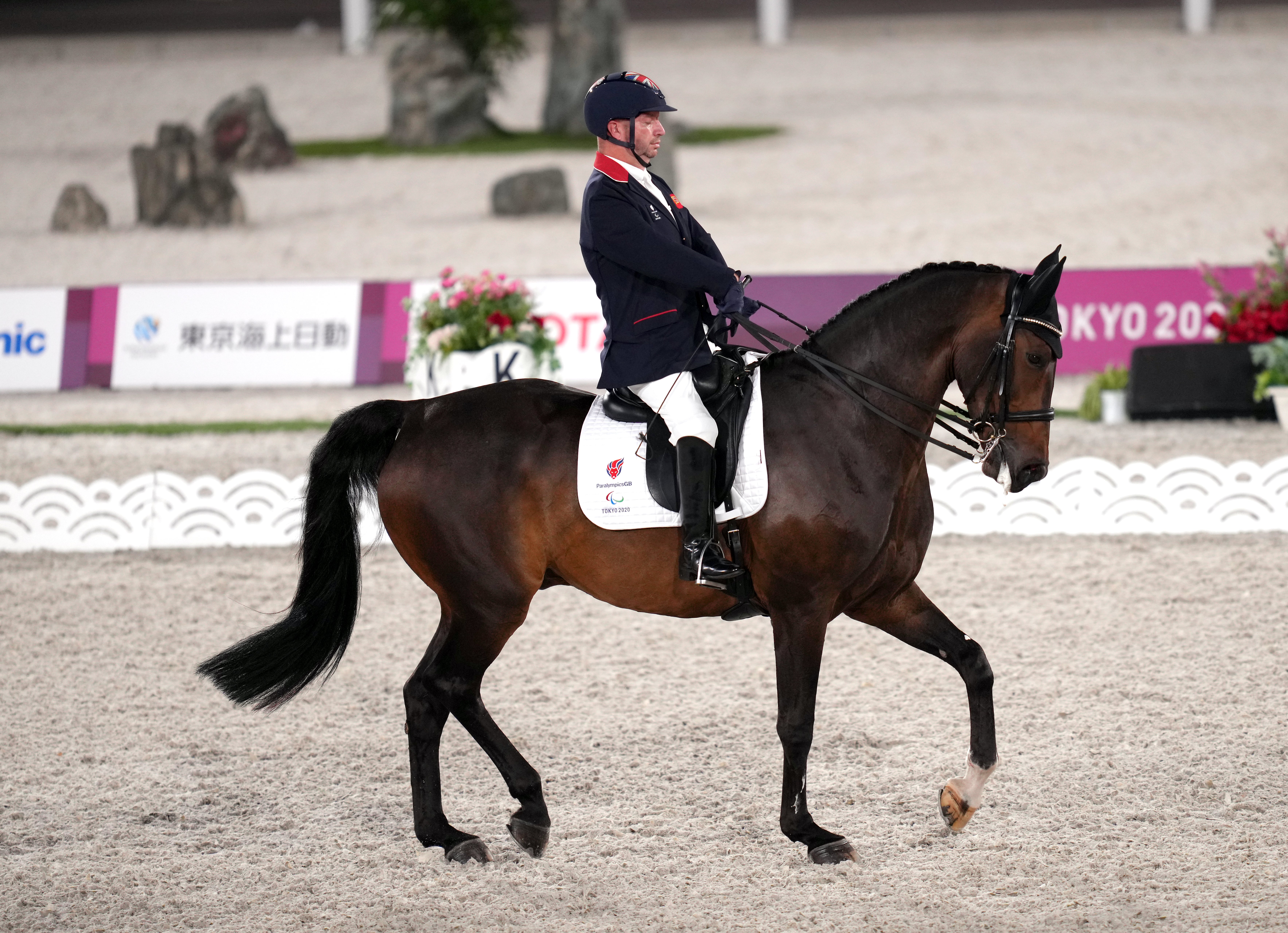 Great Britain’s Lee Pearson won three golds on homebred horse Breezer (John Walton/PA)