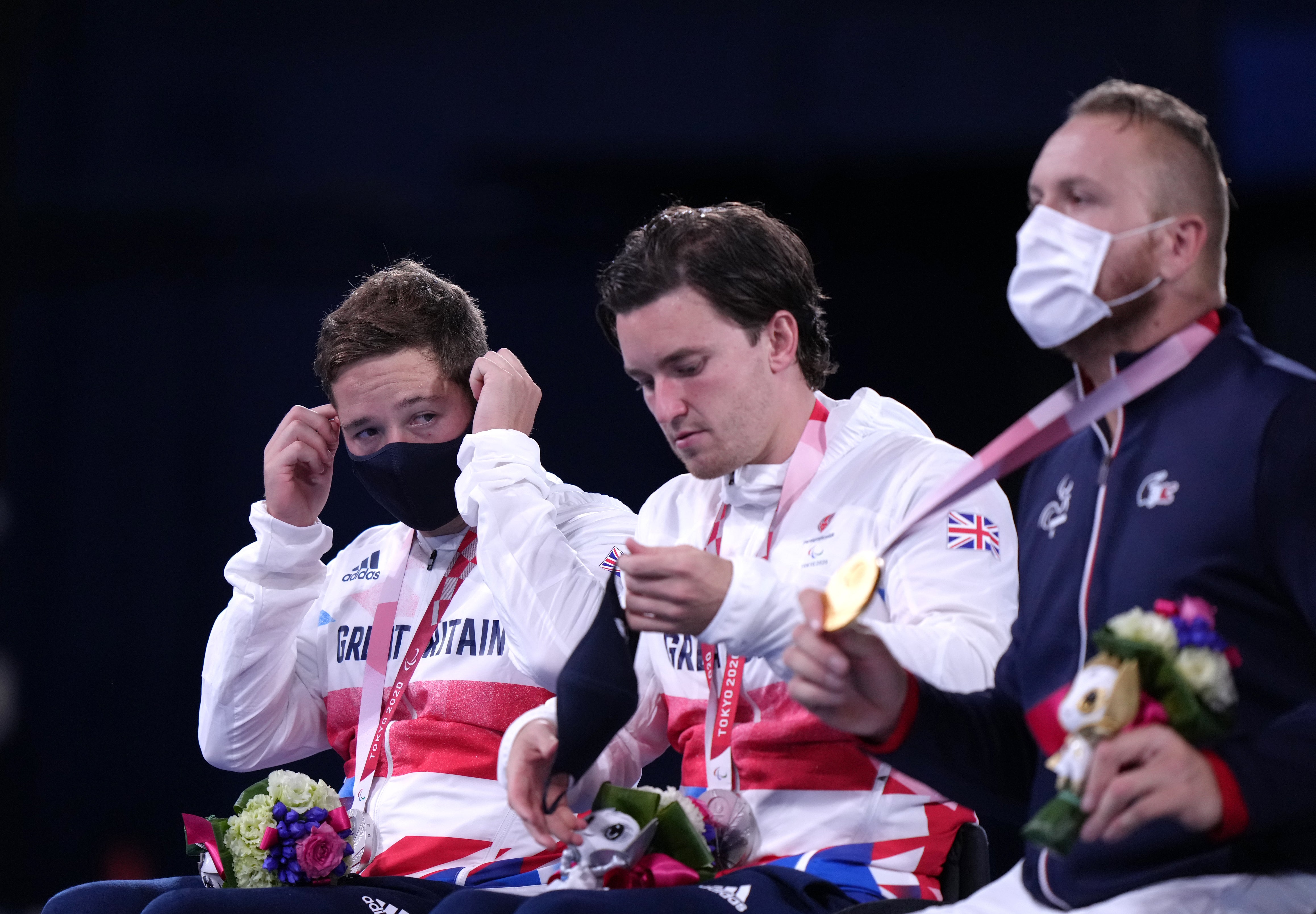 Alfie Hewett, left, and Gordon Reid, centre, suffered another painful Paralympic defeat (Tim Goode/PA)