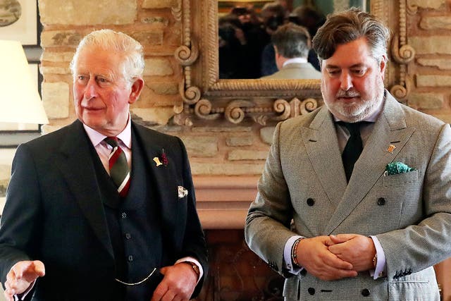 <p>King Charles, then the Prince of Wales, and former charity chief executive Michael Fawcett in Scotland</p>