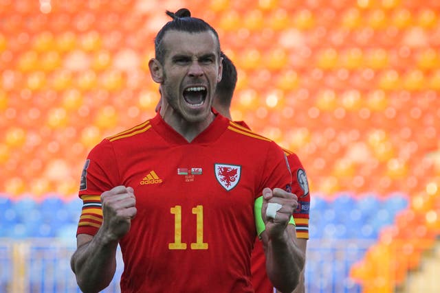 Hat-trick hero Gareth Bale celebrates Wales’ 3-2 World Cup qualifying win over Belarus in Kazan (Alexei Nasyrov/AP)