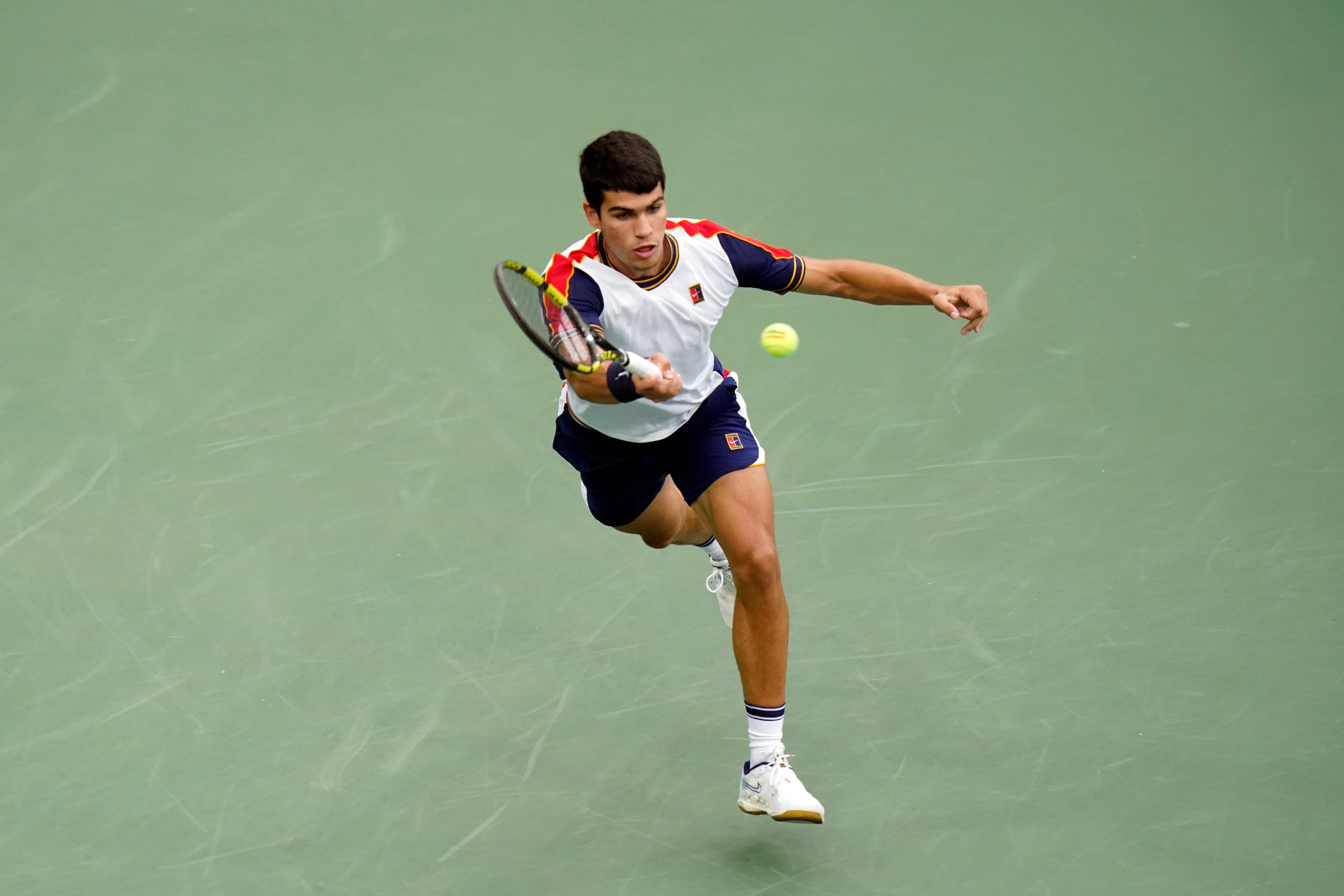 Carlos Alcaraz made a slice of history at the US Open (Frank Franklin II/AP)
