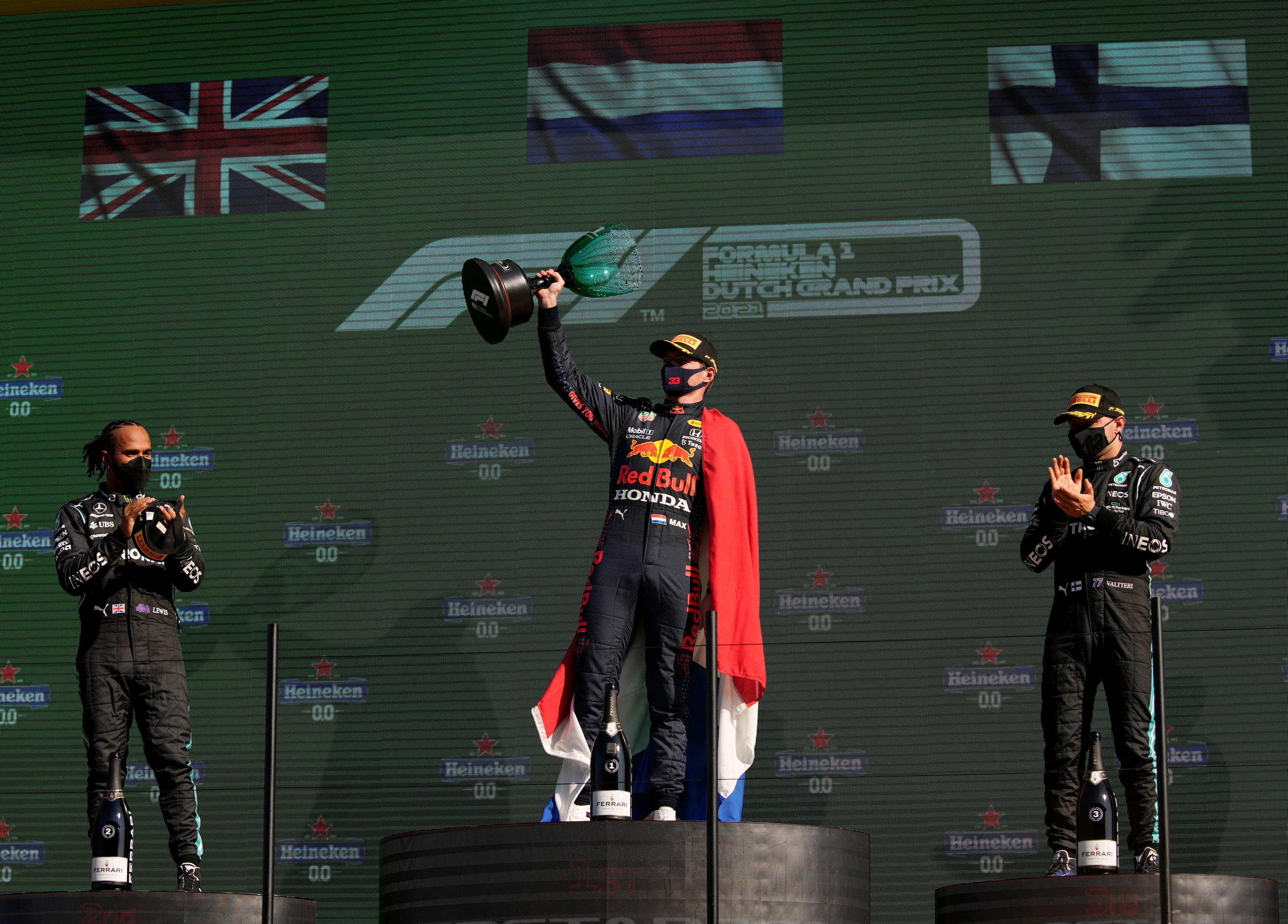 Hamilton, Verstappen on Bottas on the podium