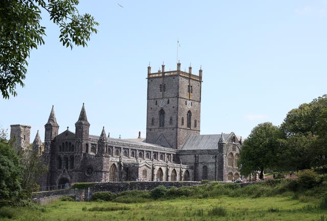 <p>St Davids Cathedral, in Pembrokeshire, Wales </p>