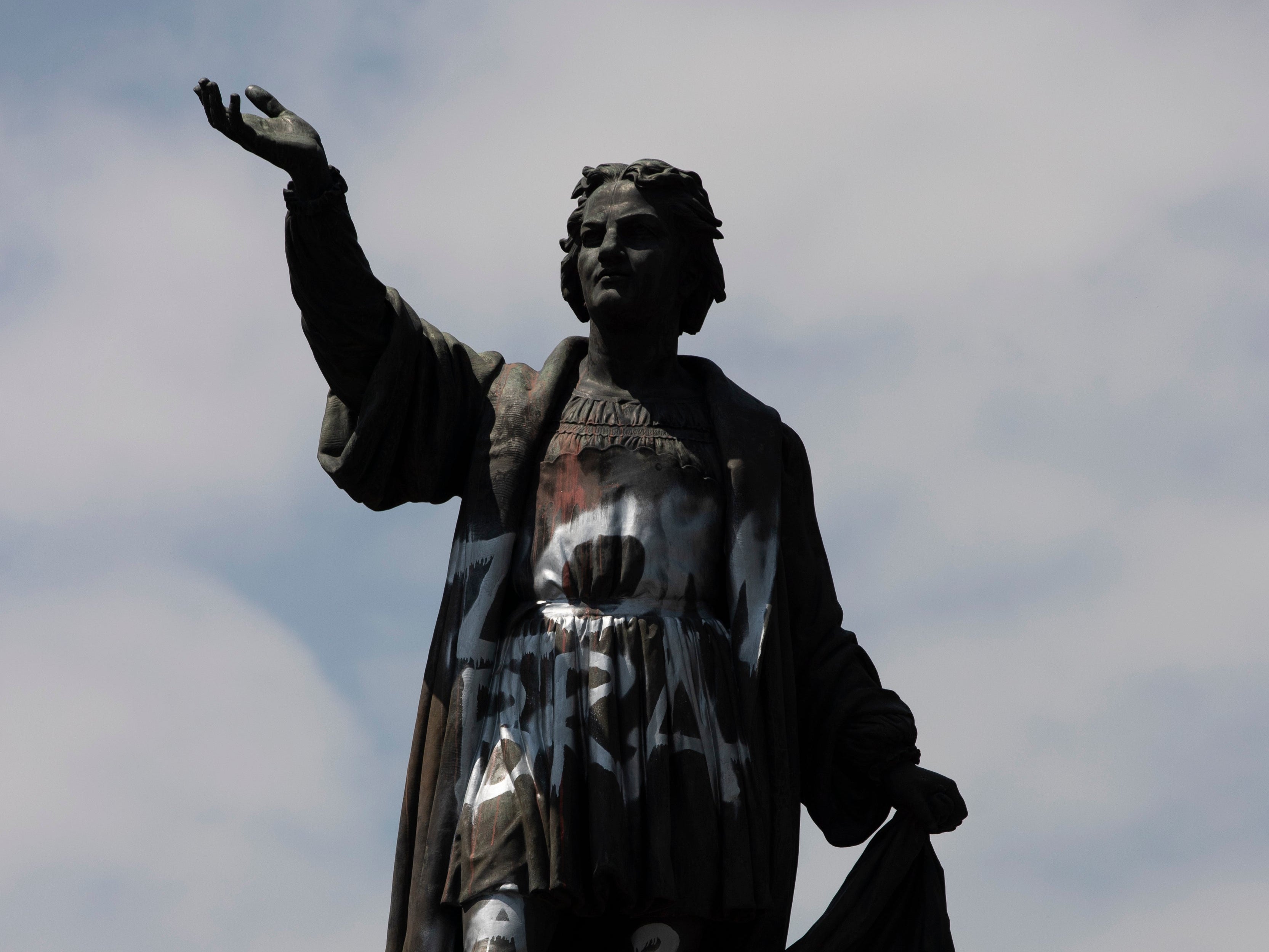 A Mexico City statue of Christopher Columbus was defaced last September