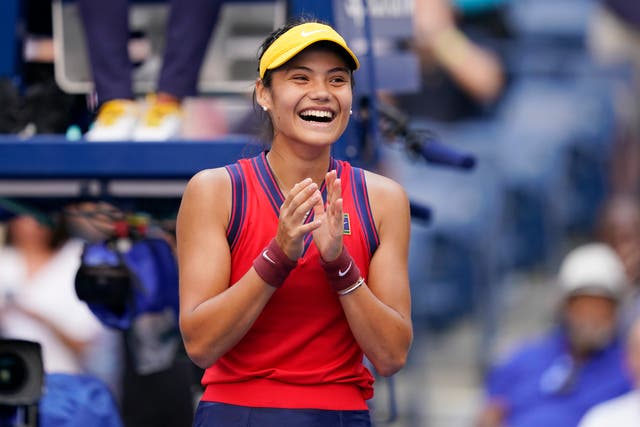 Emma Raducanu has reached the last eight of the US Open without dropping a set (Seth Wenig/AP)