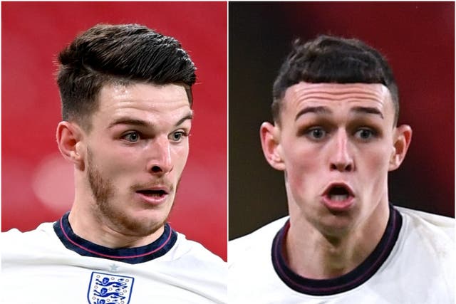 Declan Rice and Phil Foden (Michael Regan/Neil Hall/PA)
