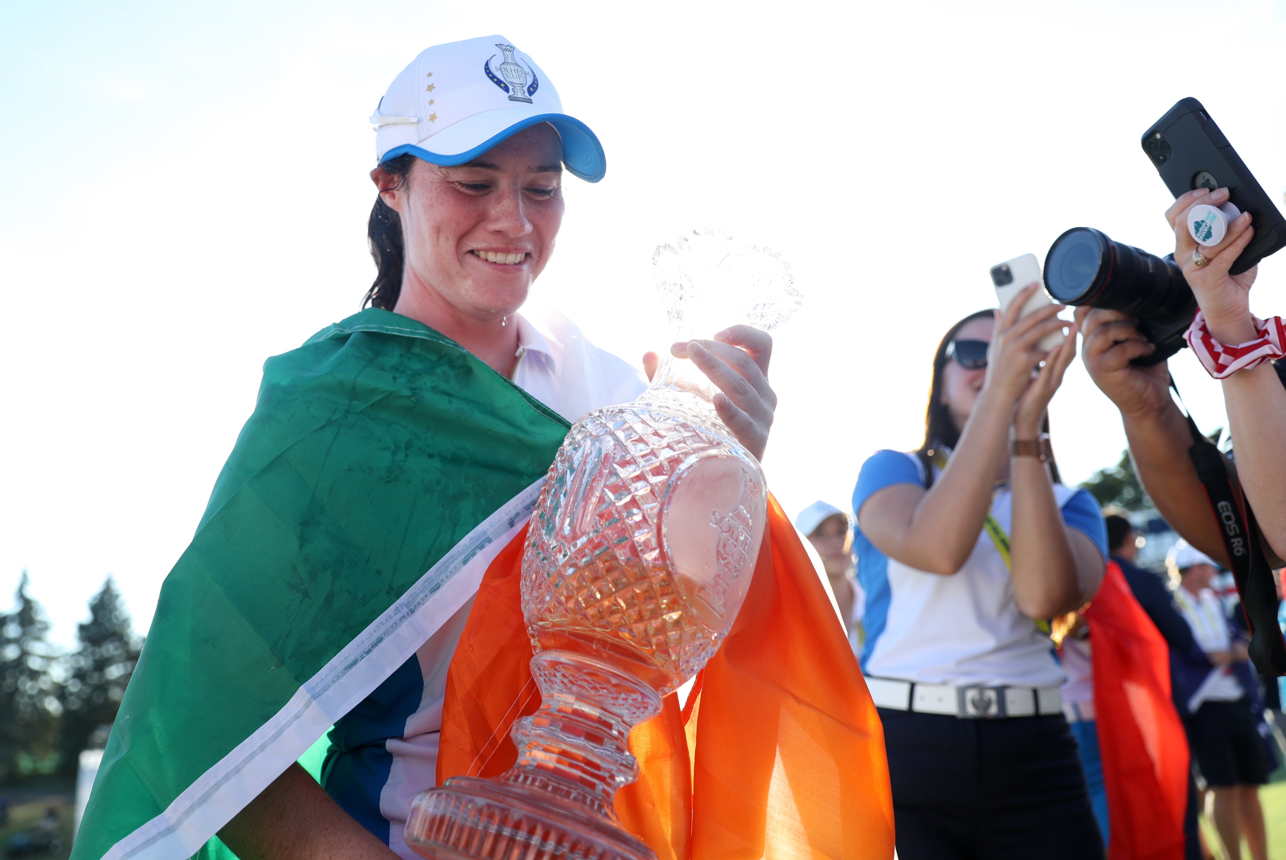 Leona Maguire celebrates with the Solheim Cup