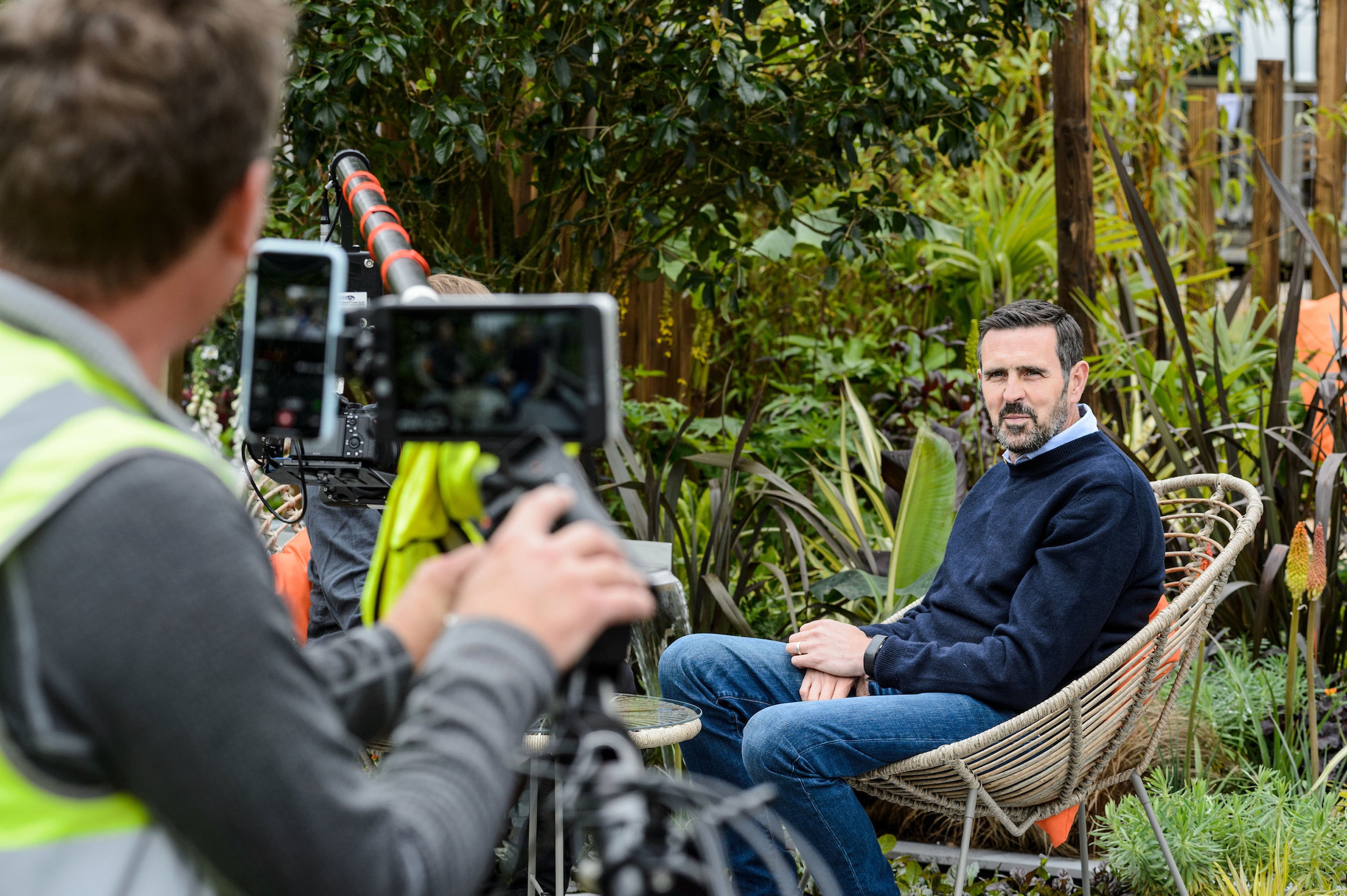 Presenter Adam Frost filming at BBC Gardeners’ World Live (BBC Gardeners’ World Live/PA)