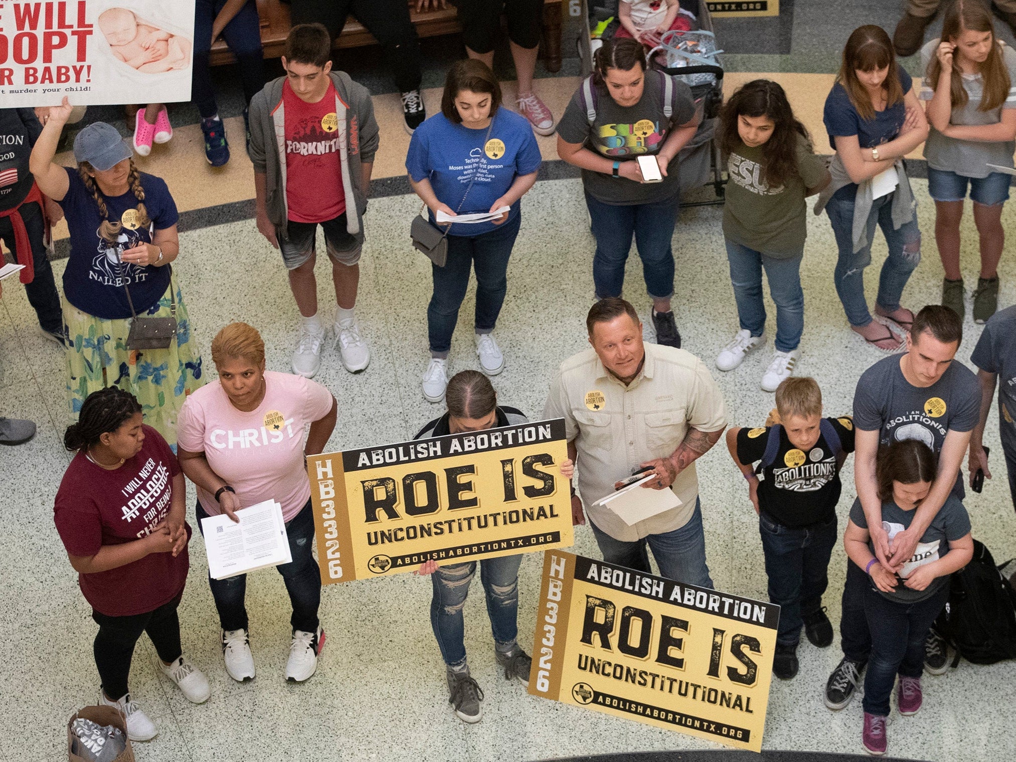 Anti-abortion protesters gather at the Capitol in Austin, Texas