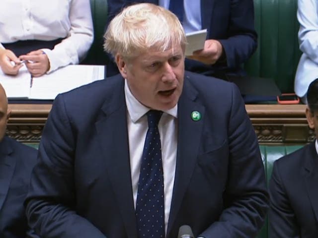<p>Boris Johnson in the Commons making a statement about tax reform to pay for the NHS and the social care crisis </p>