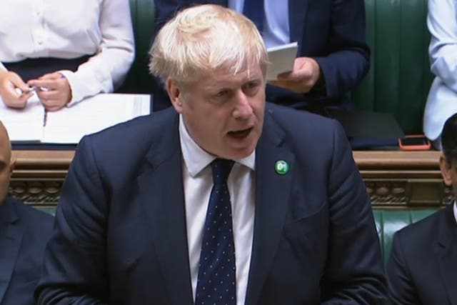<p>Boris Johnson in the Commons making a statement about tax reform to pay for the NHS and the social care crisis </p>