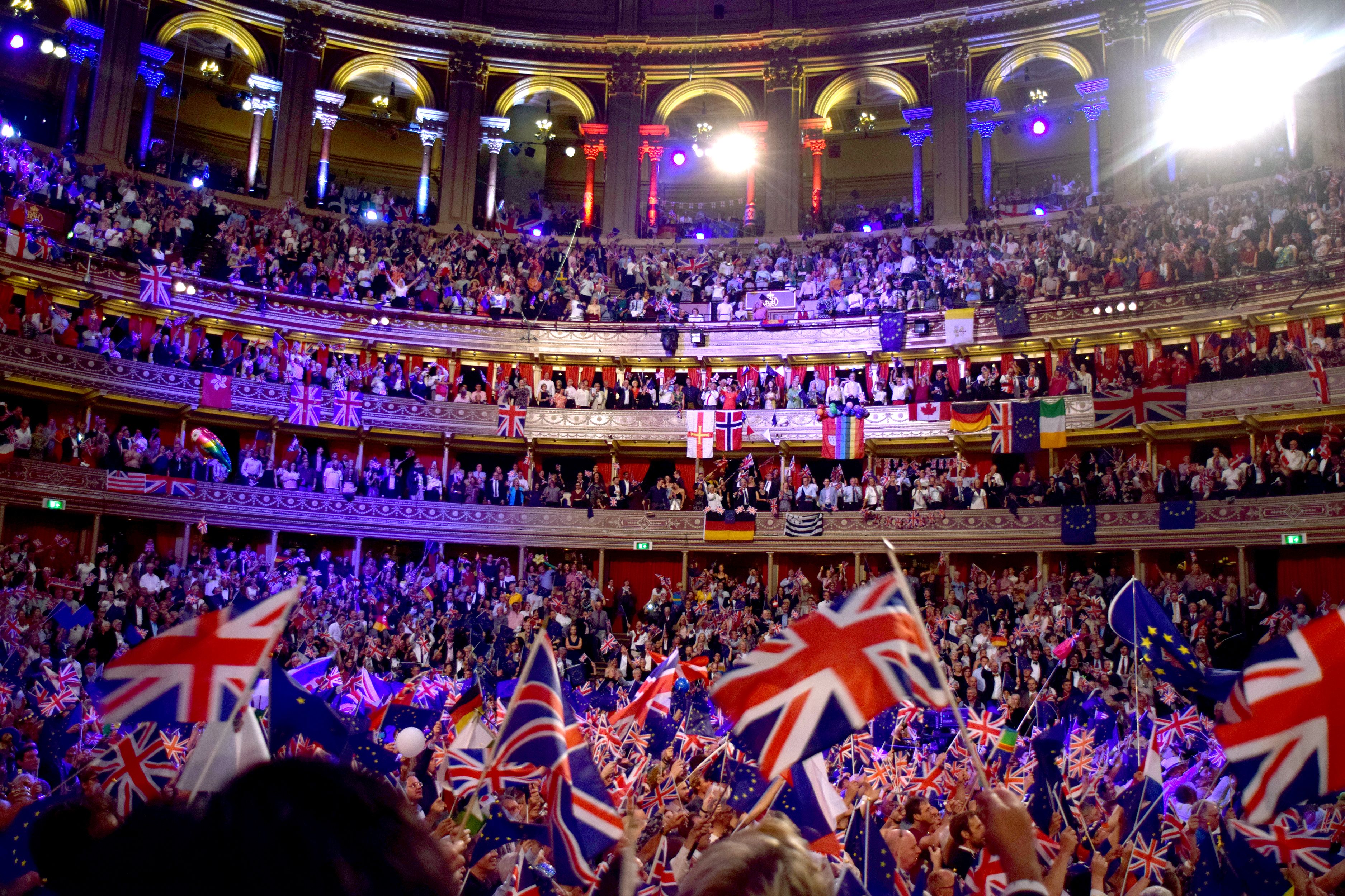 Since 2016, both the union flag and the EU flag have been waved at the Last Night of the Proms