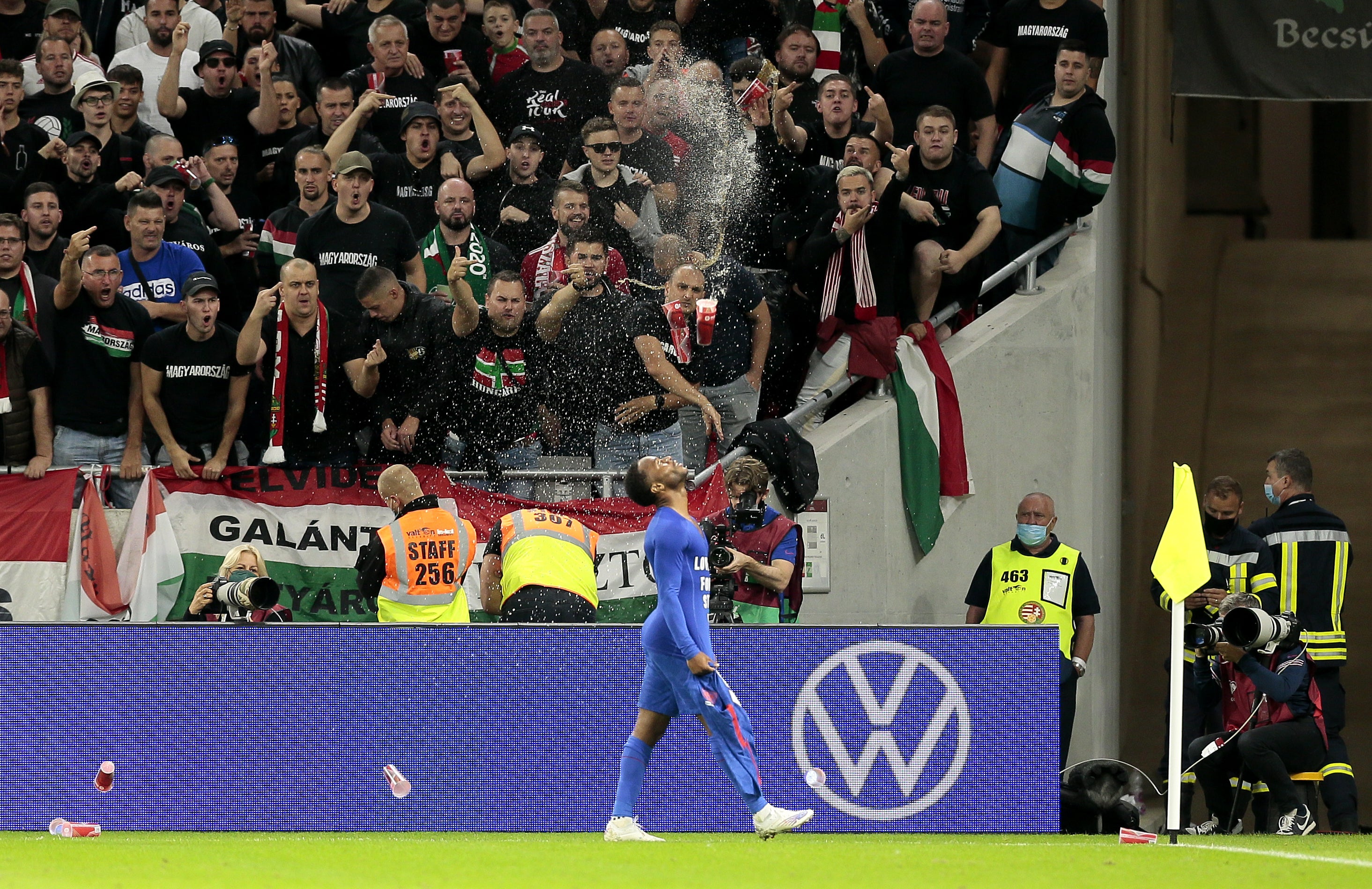 Raheem Sterling was among the England players targeted with monkey chants during the win in Hungary (Attila Trenka/PA)