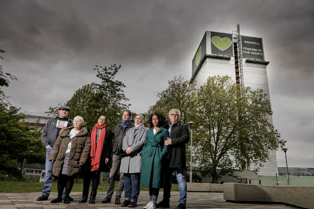 <p>Standing tall: (from left) Tim, Lorraine, Hiwot, Ed, Mouna, Turufat and Nick, residents of Grenfell </p>