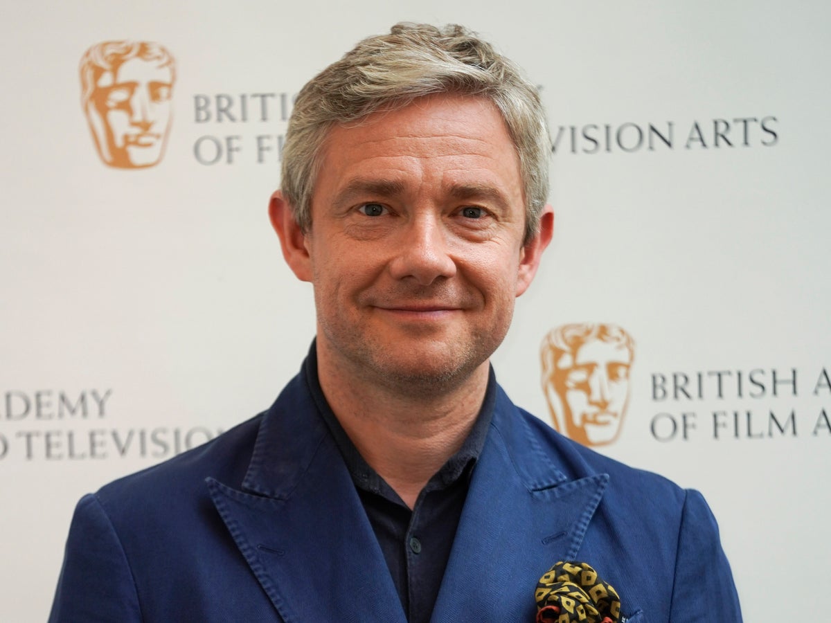 Voices: Martin Freeman is doing what every vegetarian dreams of – tucking into a pork pie