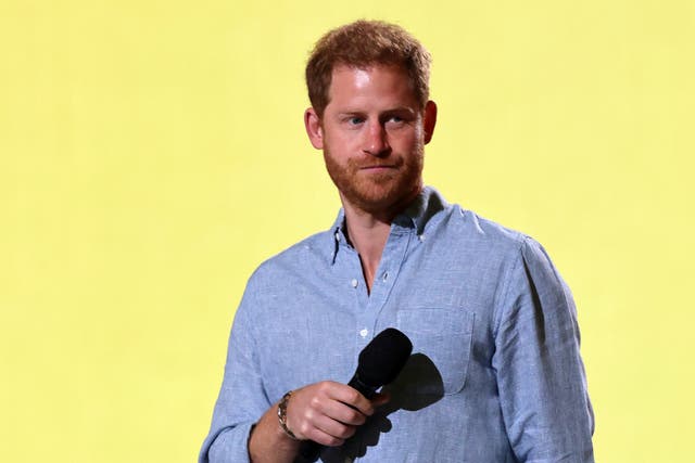 <p>Prince Harry during the Global Citizen Vax Live concert in May</p>