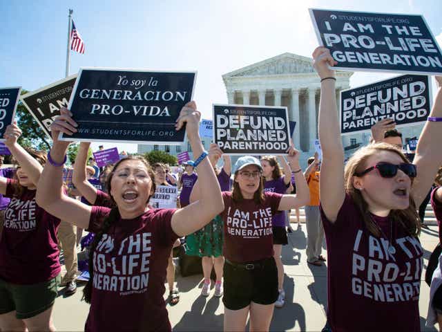 <p>Anti-abortion protesters outside the US Supreme Court</p>
