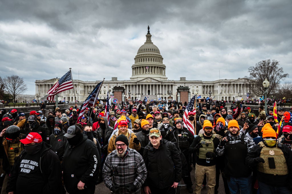 Pro-Trump protesters in front of the US Capitol Building