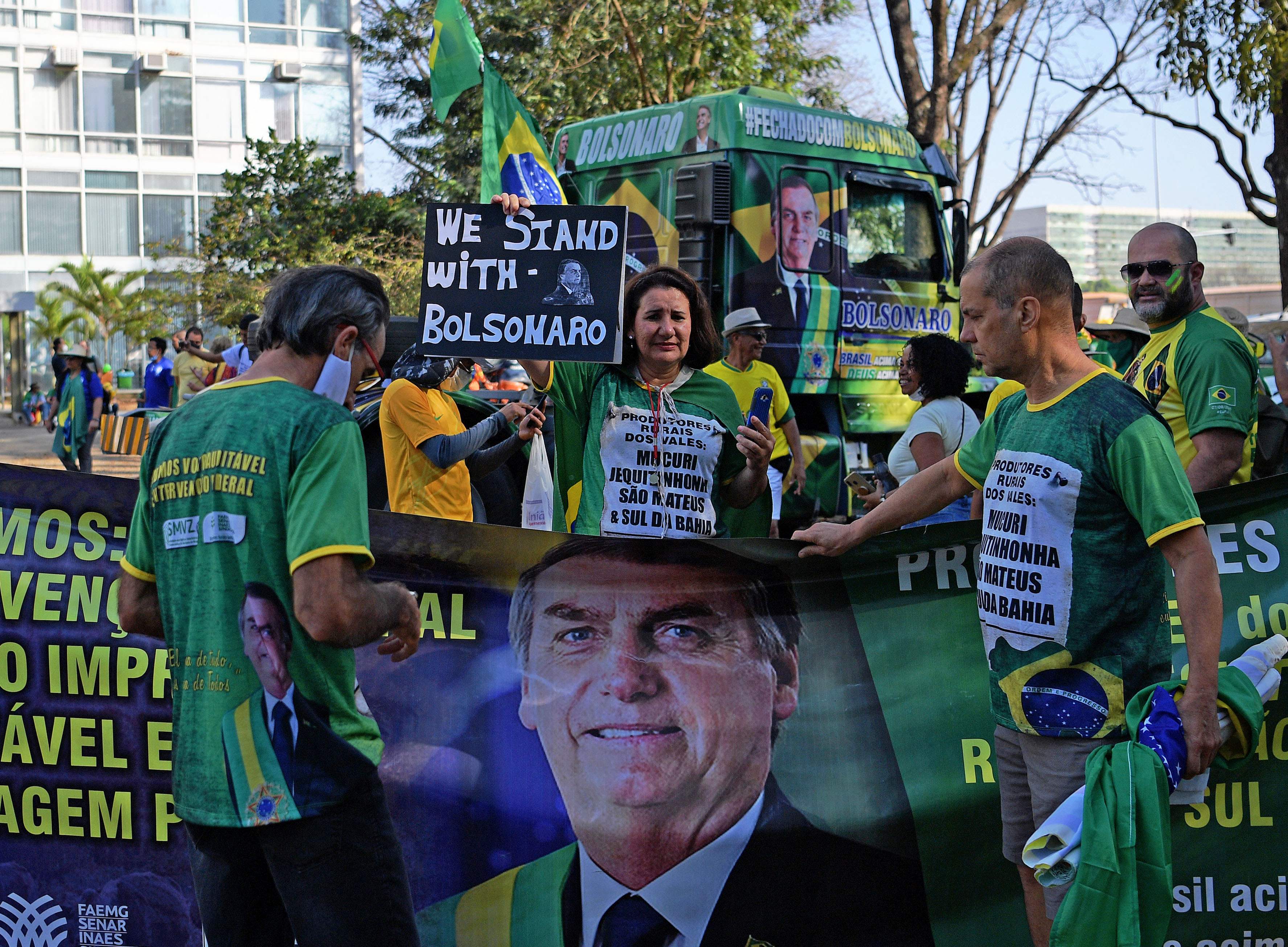 Protesters support Brazilian President Jair Bolsonaro amidst Brazil’s Independence Day, in Brasilia, on Tuesday