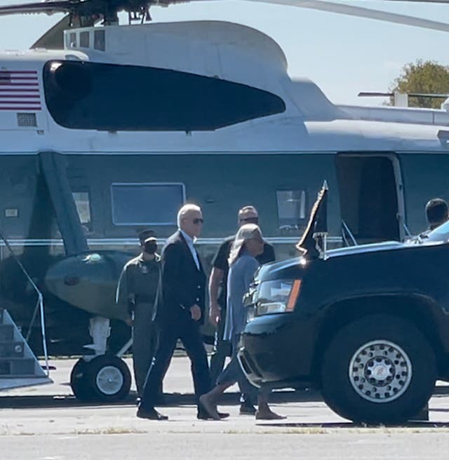 <p>President Joe Biden arrives in New Jersey on Marine One to visit neighborhoods devastated by the remnants of Hurricane Ida last week</p>