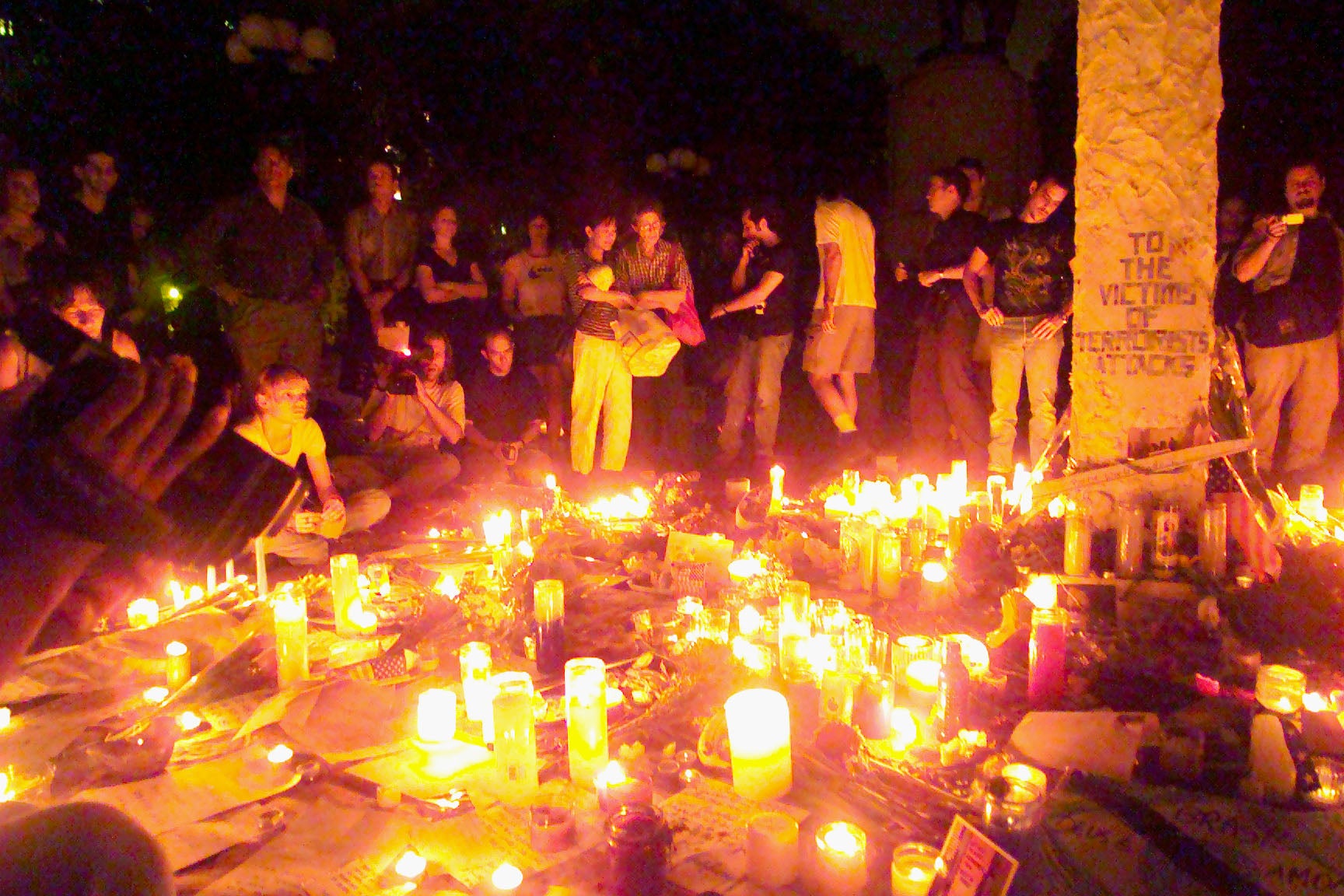 New Yorkers set up a monument and a candlelight vigil to commemorate the missing
