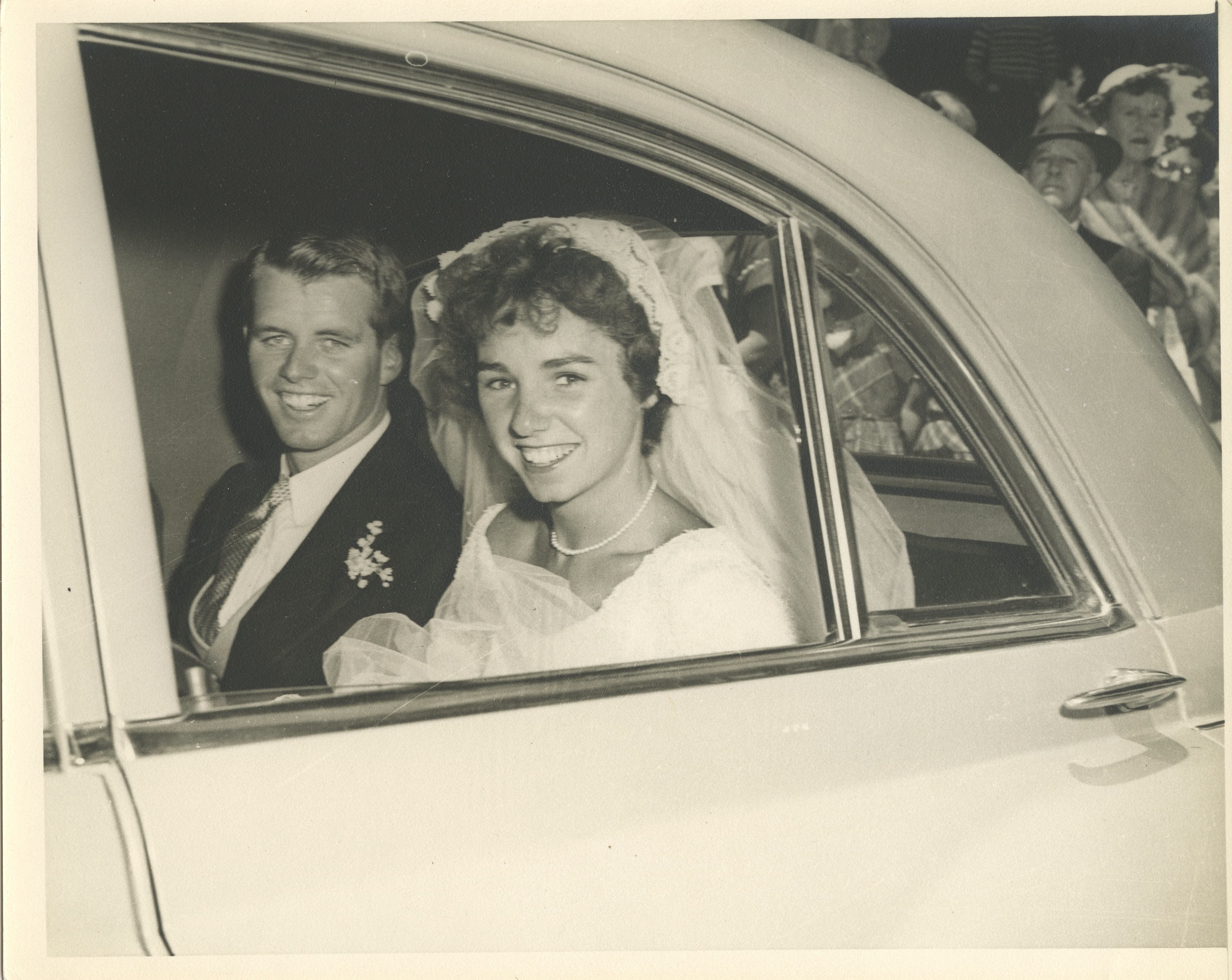 A picture of Ethel and Robert F Kennedy on their wedding day, provided by the Kennedy Family for Justice