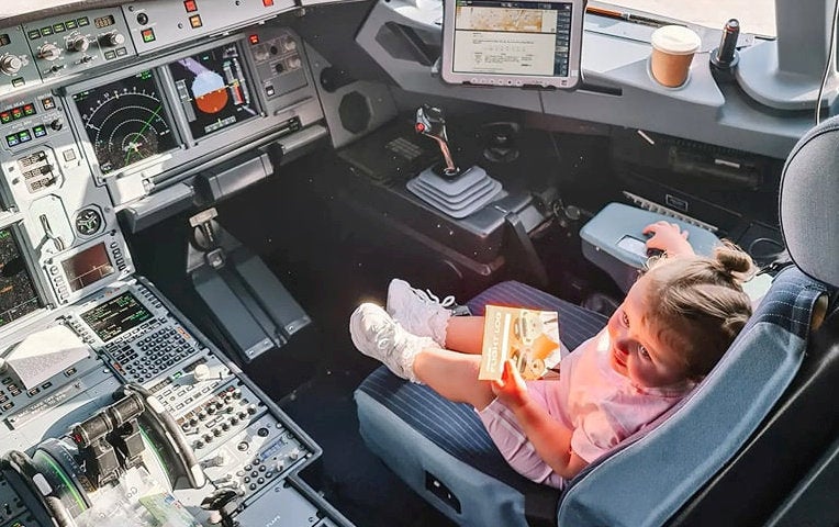 Toddler Lottie Salmon onboard the easyJet flight