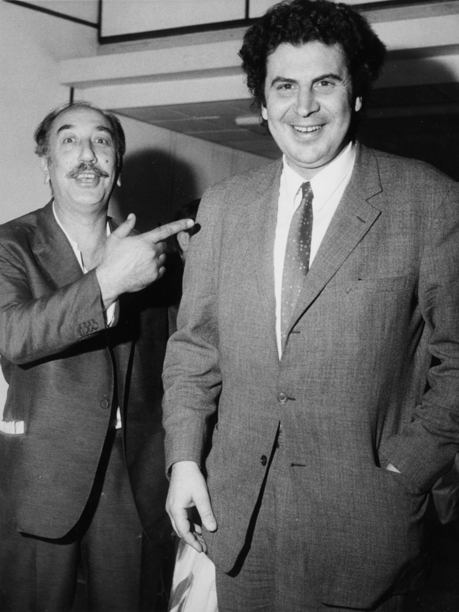 Theodorakis (right) arrives in the UK in 1970