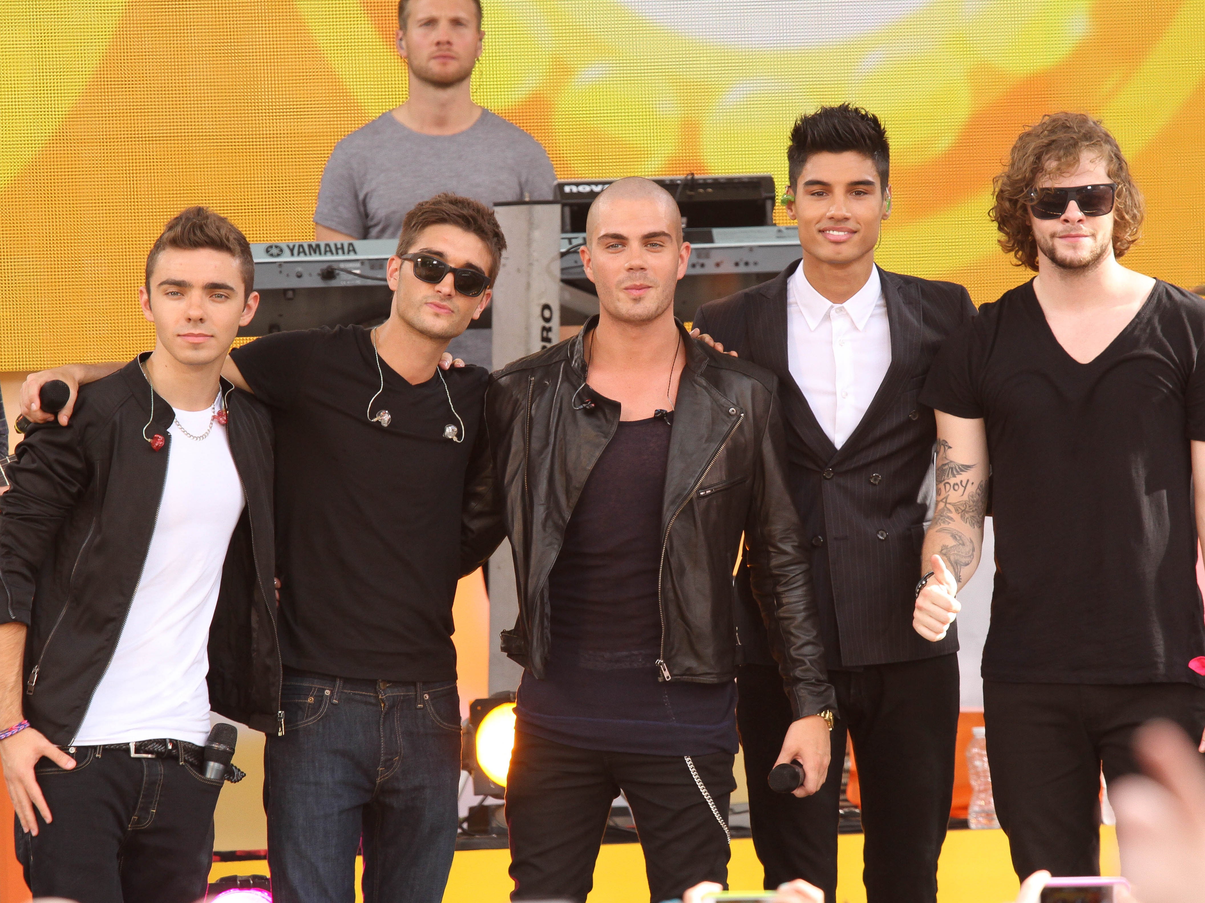 <p>Nathan Sykes (far left) with fellow members of boy band The Wanted</p>