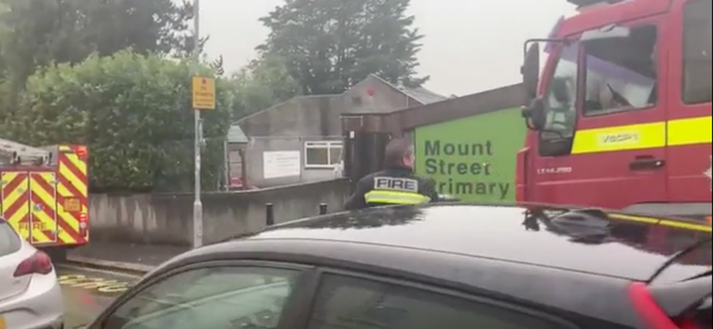 <p>Devon and Somerset Fire and Rescue Service attends Mount Street Primary School in Plymouth after a lightning strike</p>