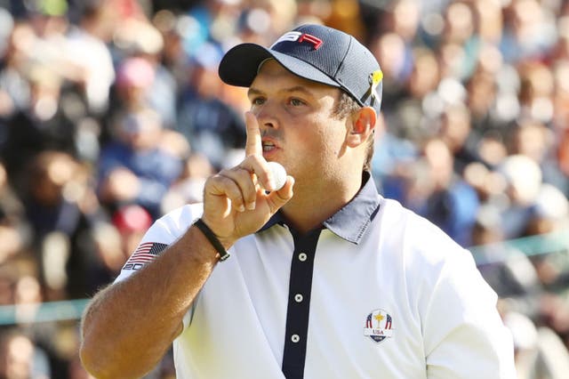 <p>Patrick Reed in action at the 2018 Ryder Cup</p>