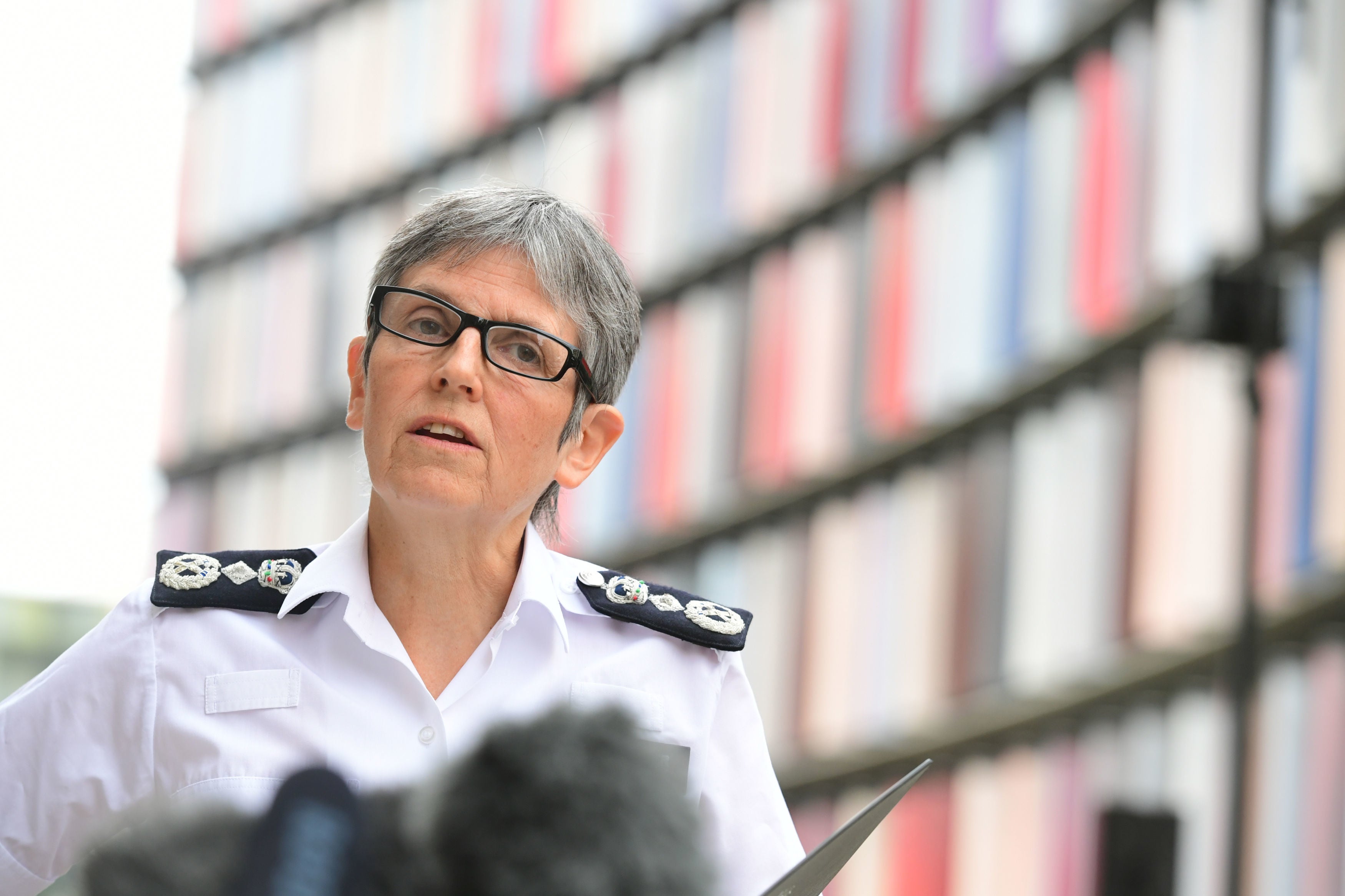 Metropolitan Police Commissioner Cressida Dick speaking outside the Old Bailey in July. An extension would see her in post until 2024