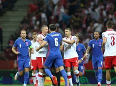 England and Poland players almost come to blows at half-time of World Cup qualifier