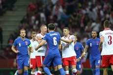 England and Poland players almost come to blows at half-time of World Cup qualifier