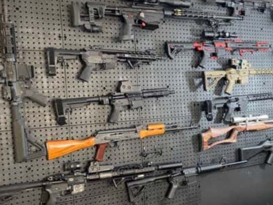 Weapons allegedly found mounted in the ‘gun room’ of Brian Downey, deputy mayor of Airmont in New York State