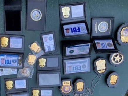 Fake FBI and DEA badges allegedly found in the home of Brian Downey, deputy mayor of Airmont in New York State.