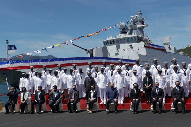 <p>Taiwan's president oversaw the commissioning of the new domestically made navy warship Thursday as part of the island's plan to boost indigenous defense capacity amid heightened tensions with China</p>