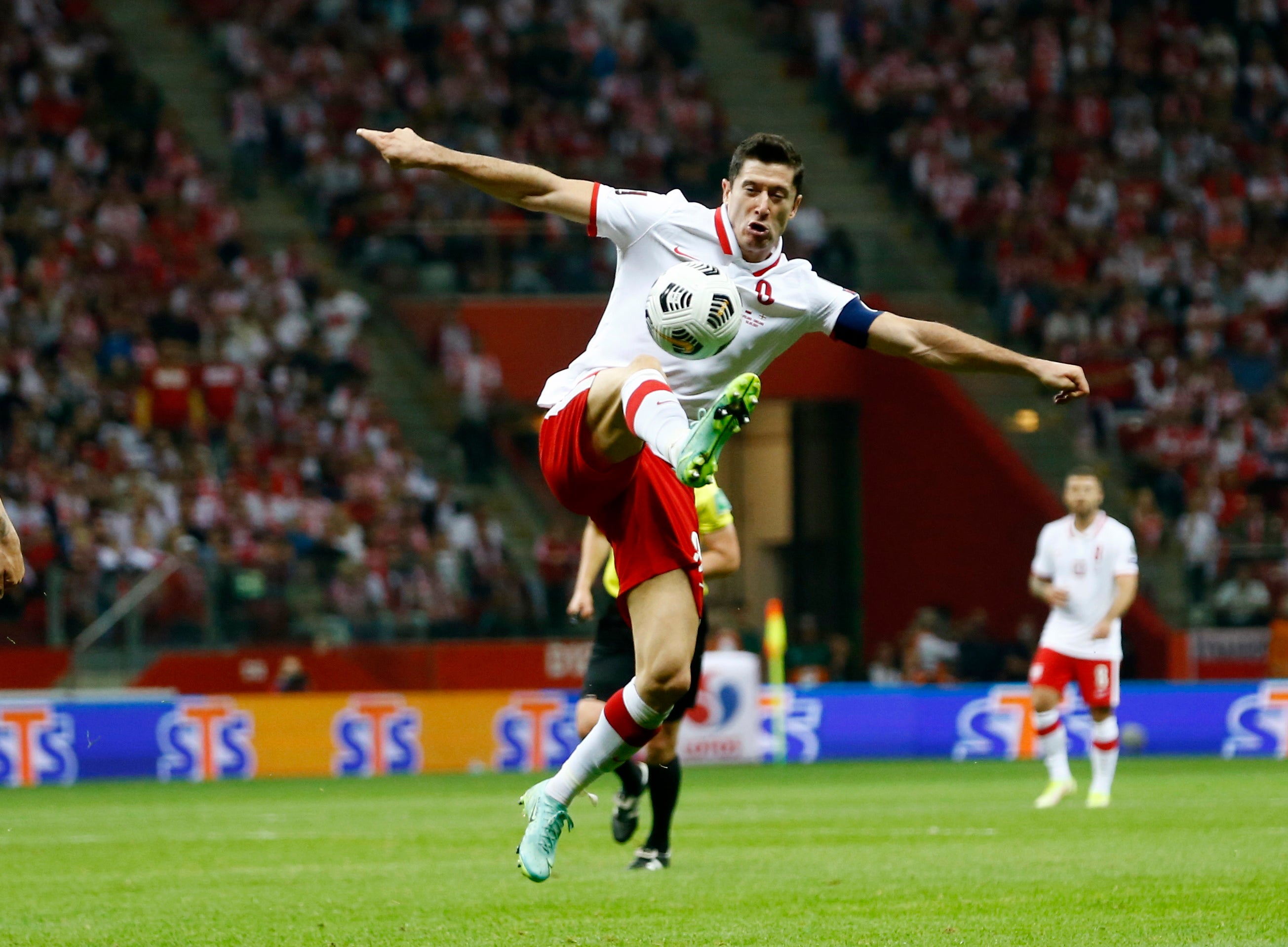 Robert Lewandowski in action against England