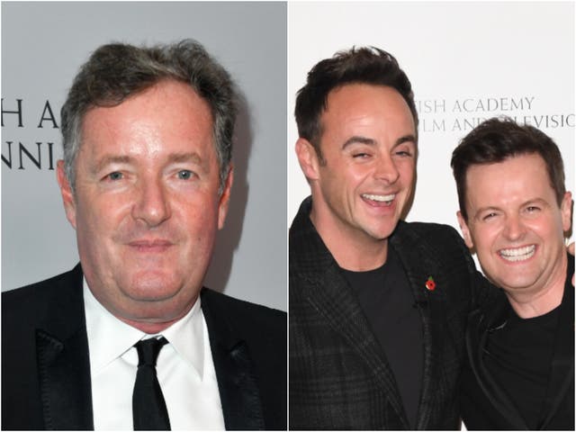 <p>Piers Morgan and Ant and Dec</p>