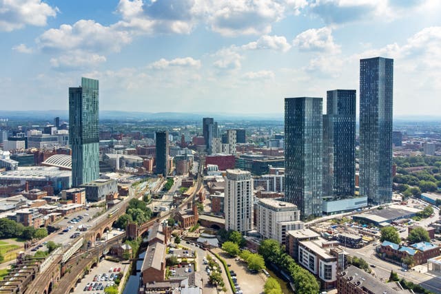 <p>An aerial view of Manchester</p>