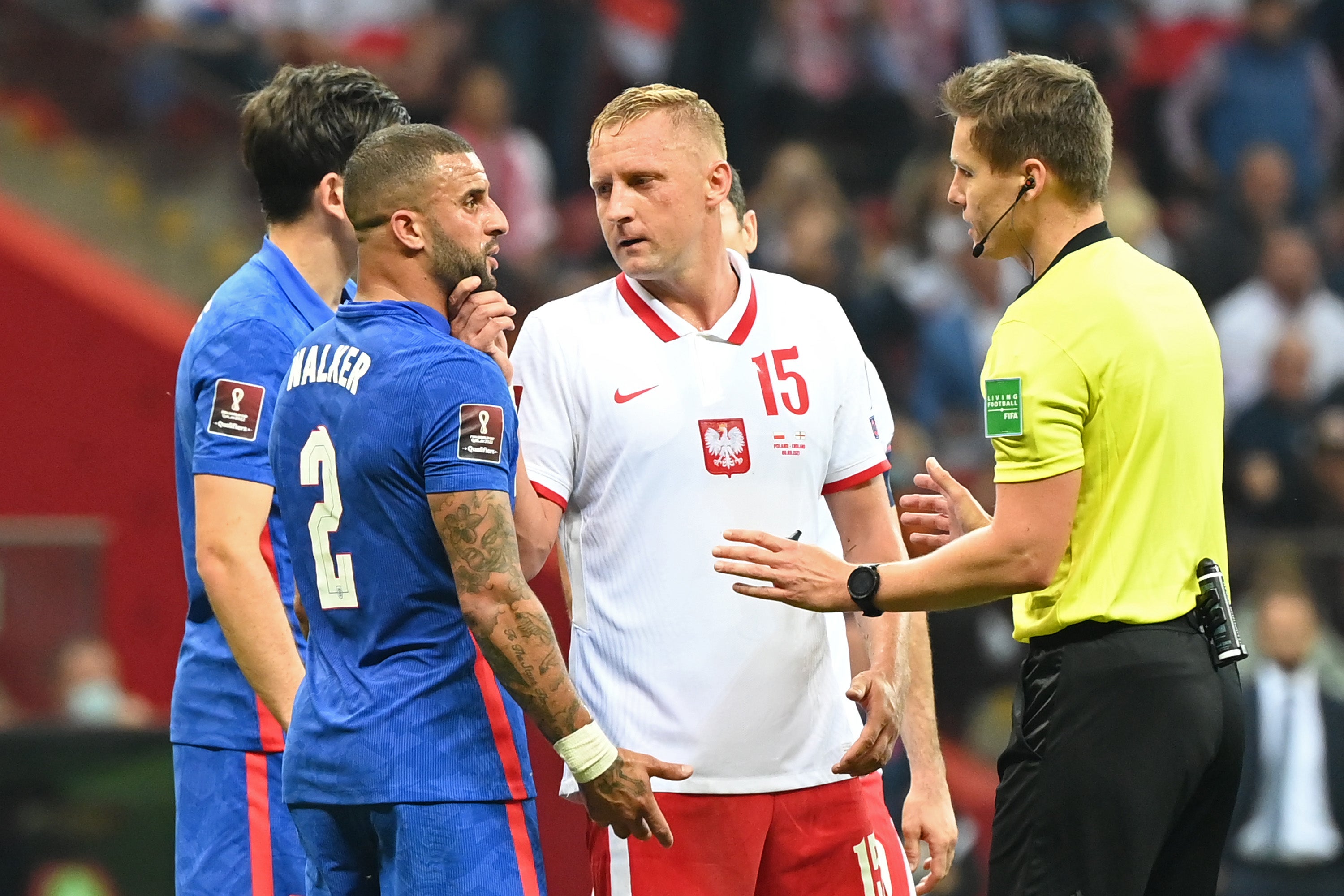 Kyle Walker and Kamil Glik were involved in an incident on Wednesday