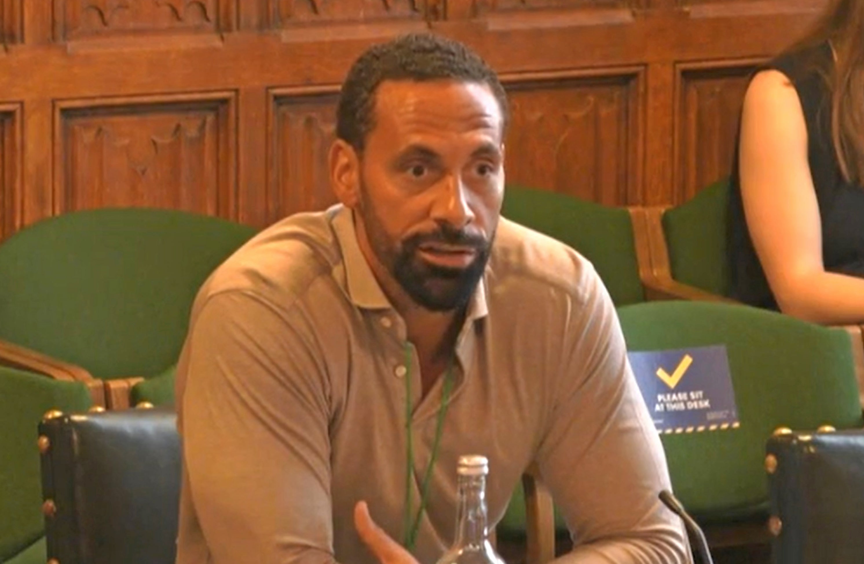 <p>Rio Ferdinand addresses a committee over the Online Safety Bill</p>